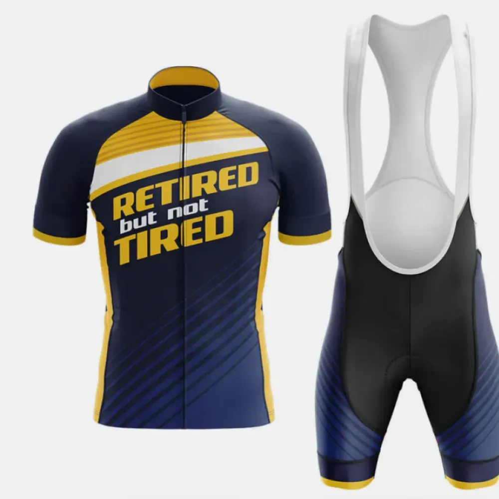 Retired But Not Tired Cycling Kit Full Set Navy/Yellow/White