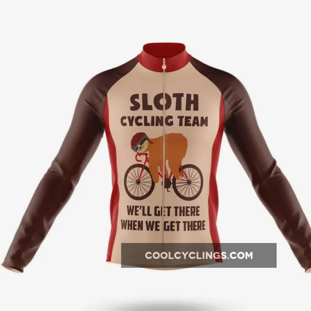 Sloth V18 Long Sleeve Cycling Jersey Brown/Tan/Red