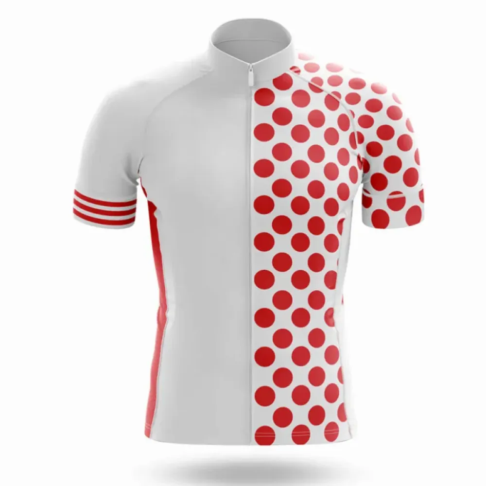 Cycling Jersey Polka Dot White/Red/Grey