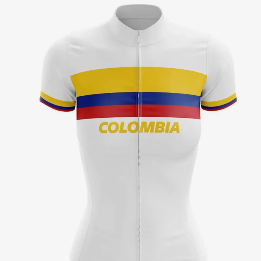 Colombia Women V4 Cycling Jersey Yellow/White/Blue