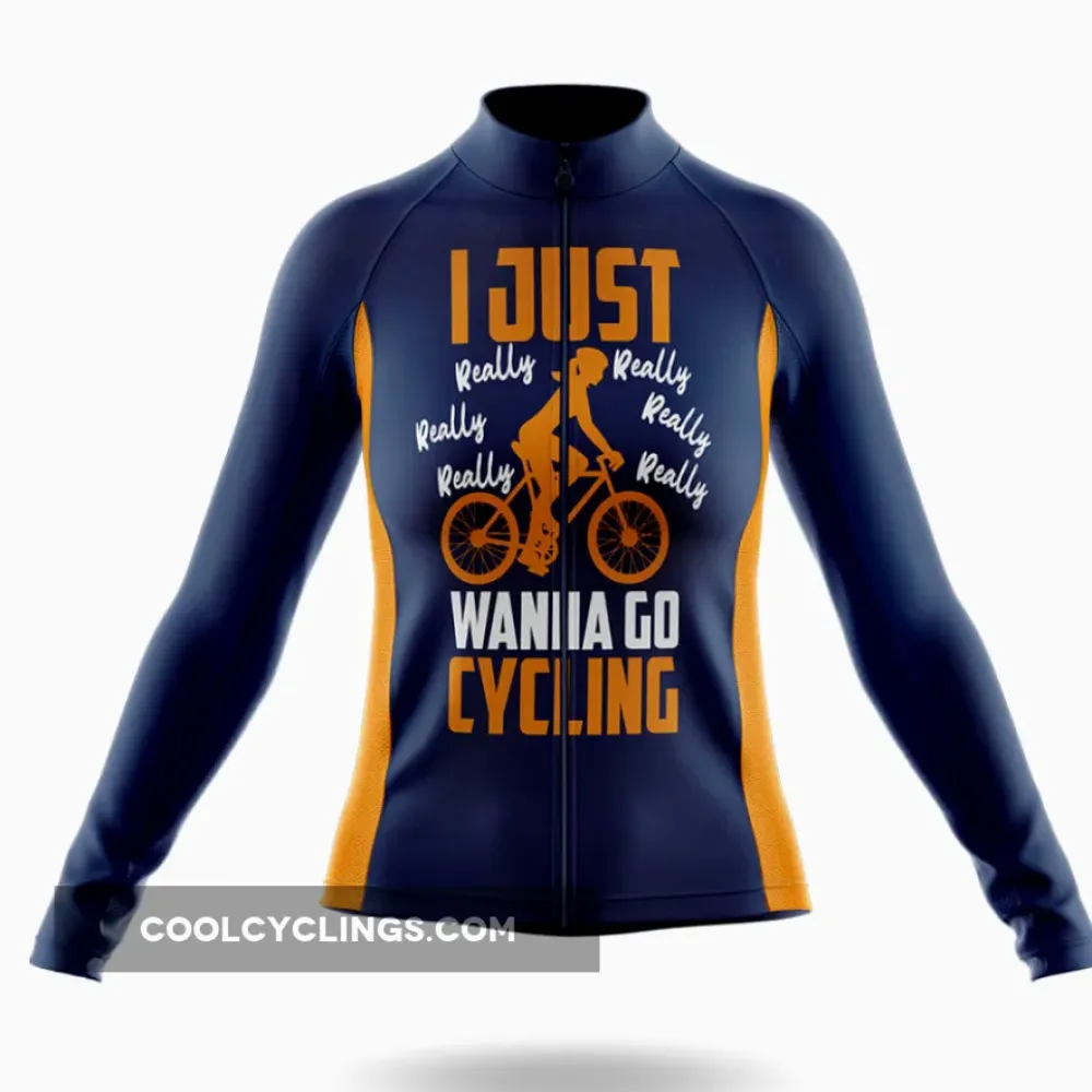 Women's Cycling Jersey Really Wanna Go Navy/Yellow/Orange
