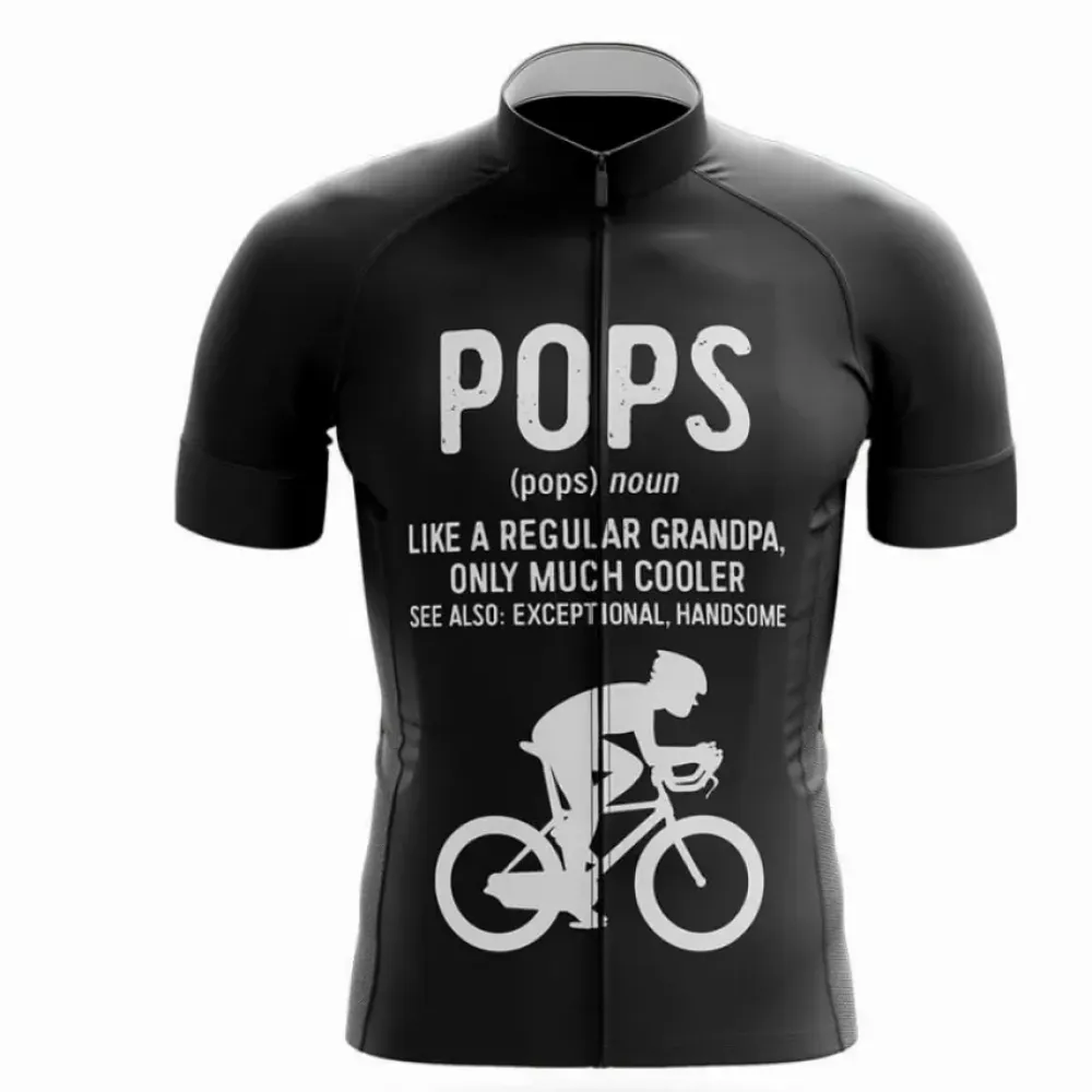Pops Cycling Jersey Cool Grandpa Black/White/Grey