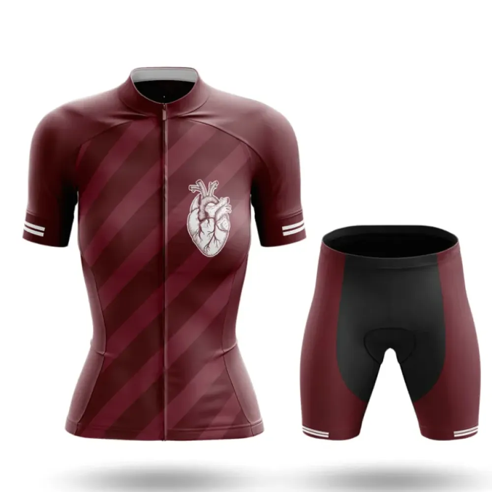 Heartbeat Women's Cycling Kit Anatomical Heart Maroon/Black/Burgundy