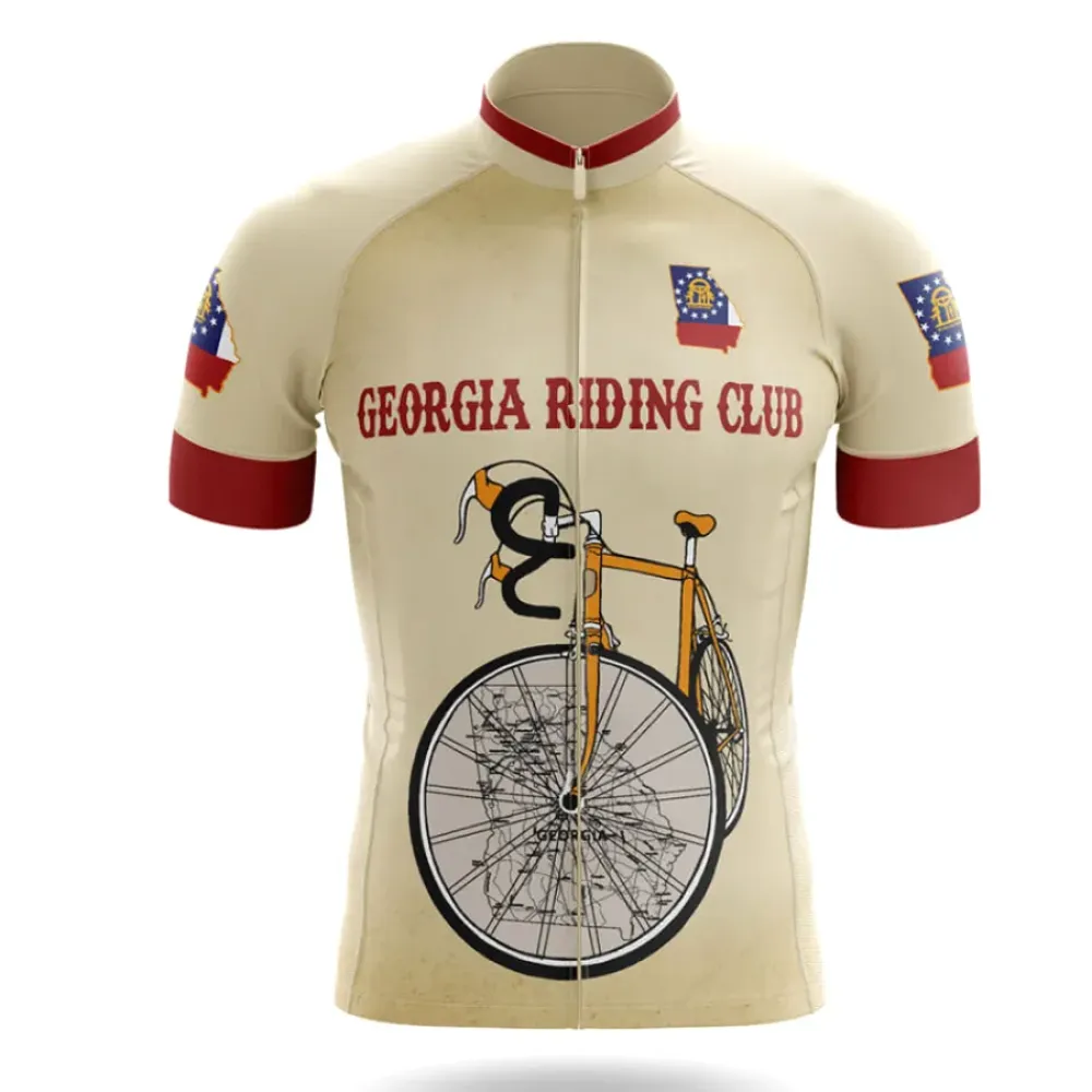 Georgia State Riding Club Cycling Jersey Vintage Beige/Burgundy/Red