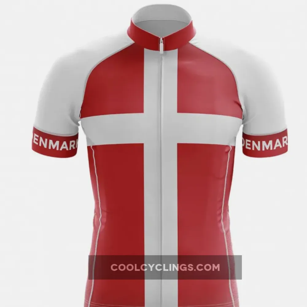 Denmark Men's Cycling Jersey Denmark Flag Red/White/Grey