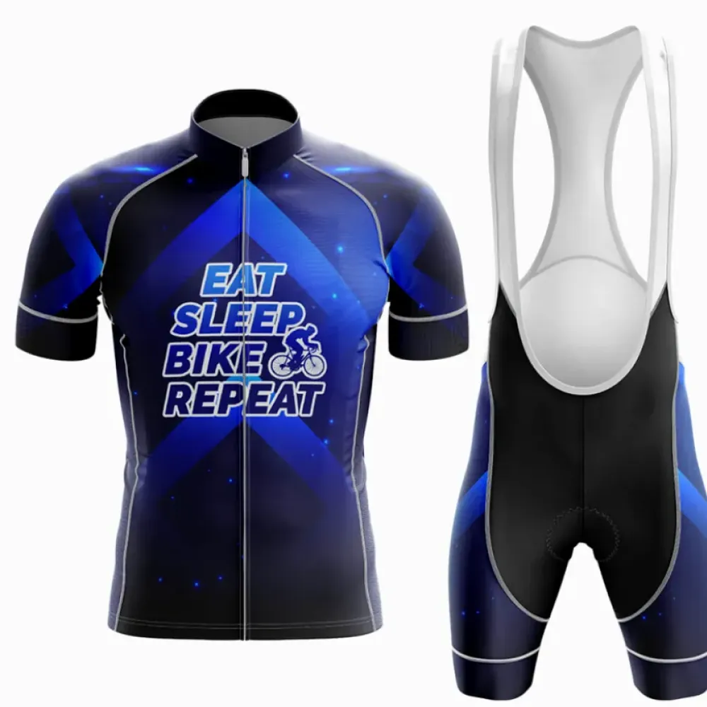 Eat Sleep Bike Repeat Cycling Kit - Jersey   Bibs Dynamic Blue/Black/White