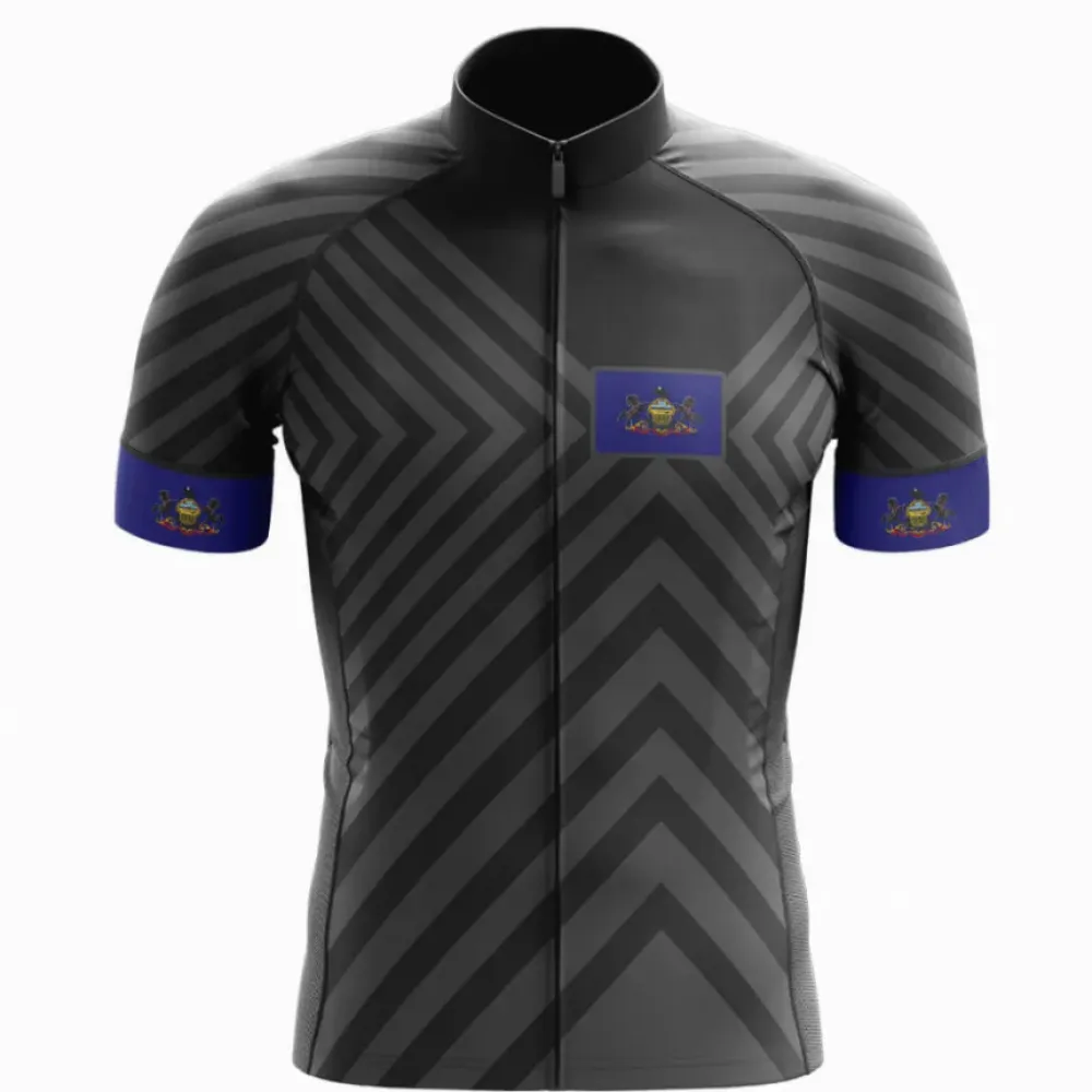 Pennsylvania V13 Black Cycling Jersey Blue/Gray/Grey