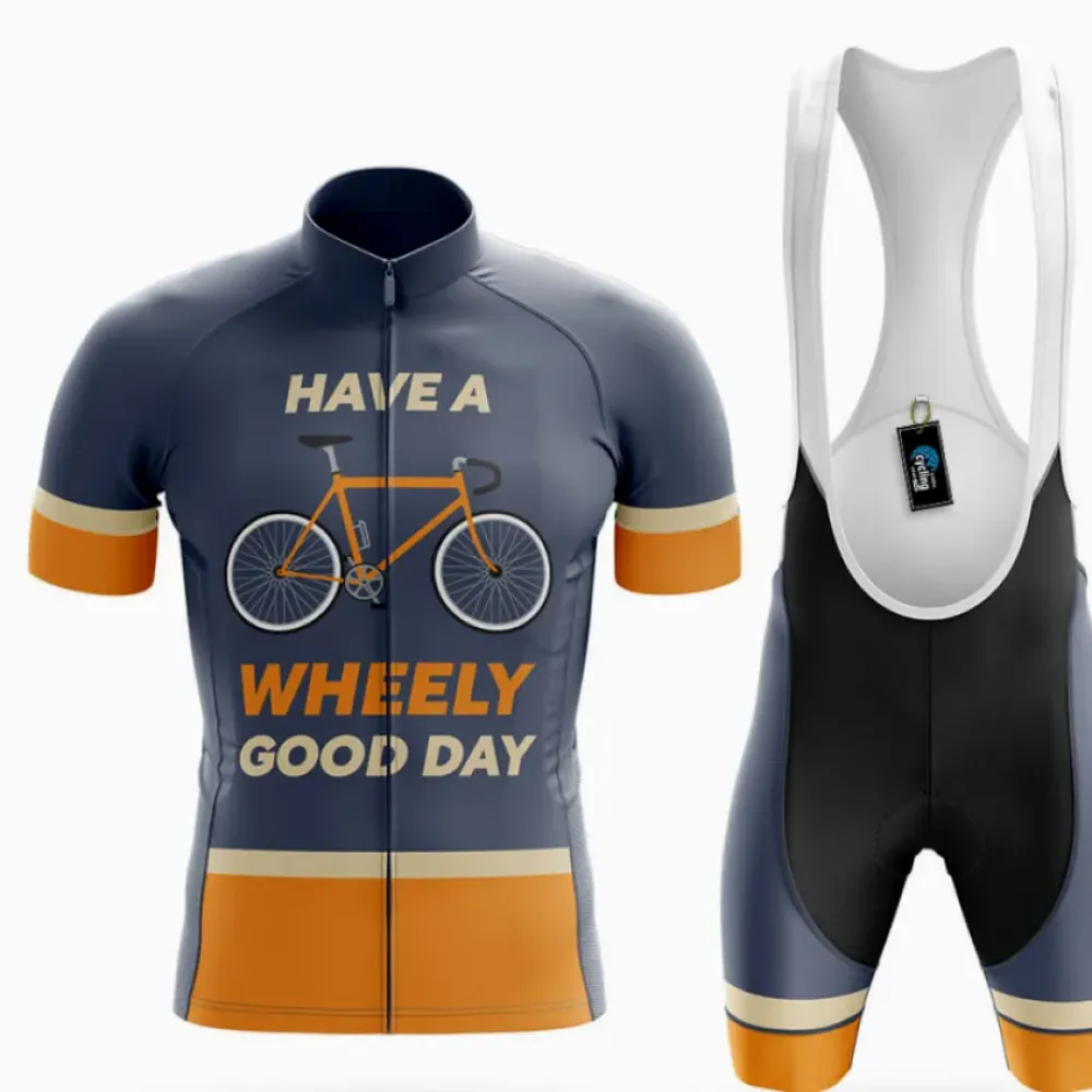 Cycling Kit Wheely Good Day Navy/Orange/Grey