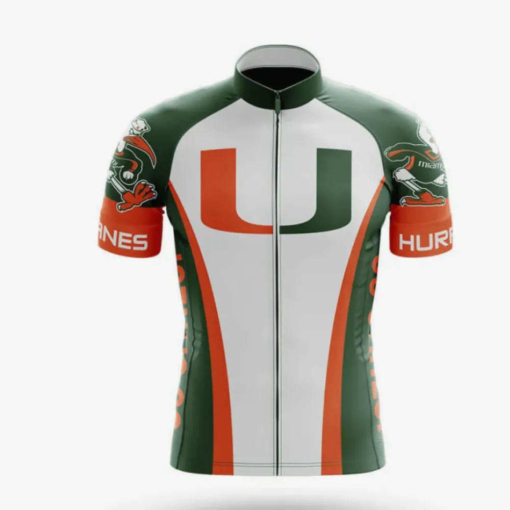 Miami Hurricanes Cycling Jersey Green/White/Orange
