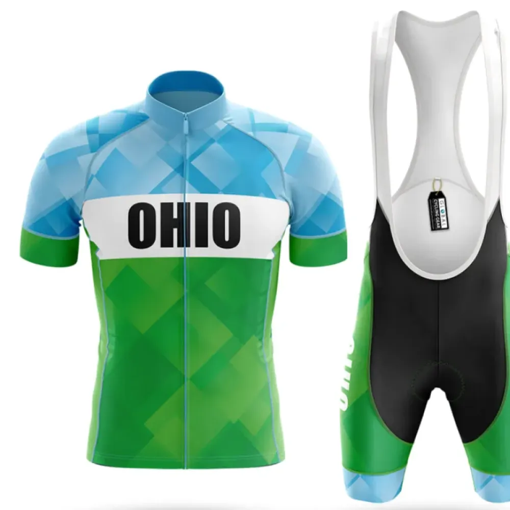 Ohio S3 Cycling Kit Full Set Green/Blue/White
