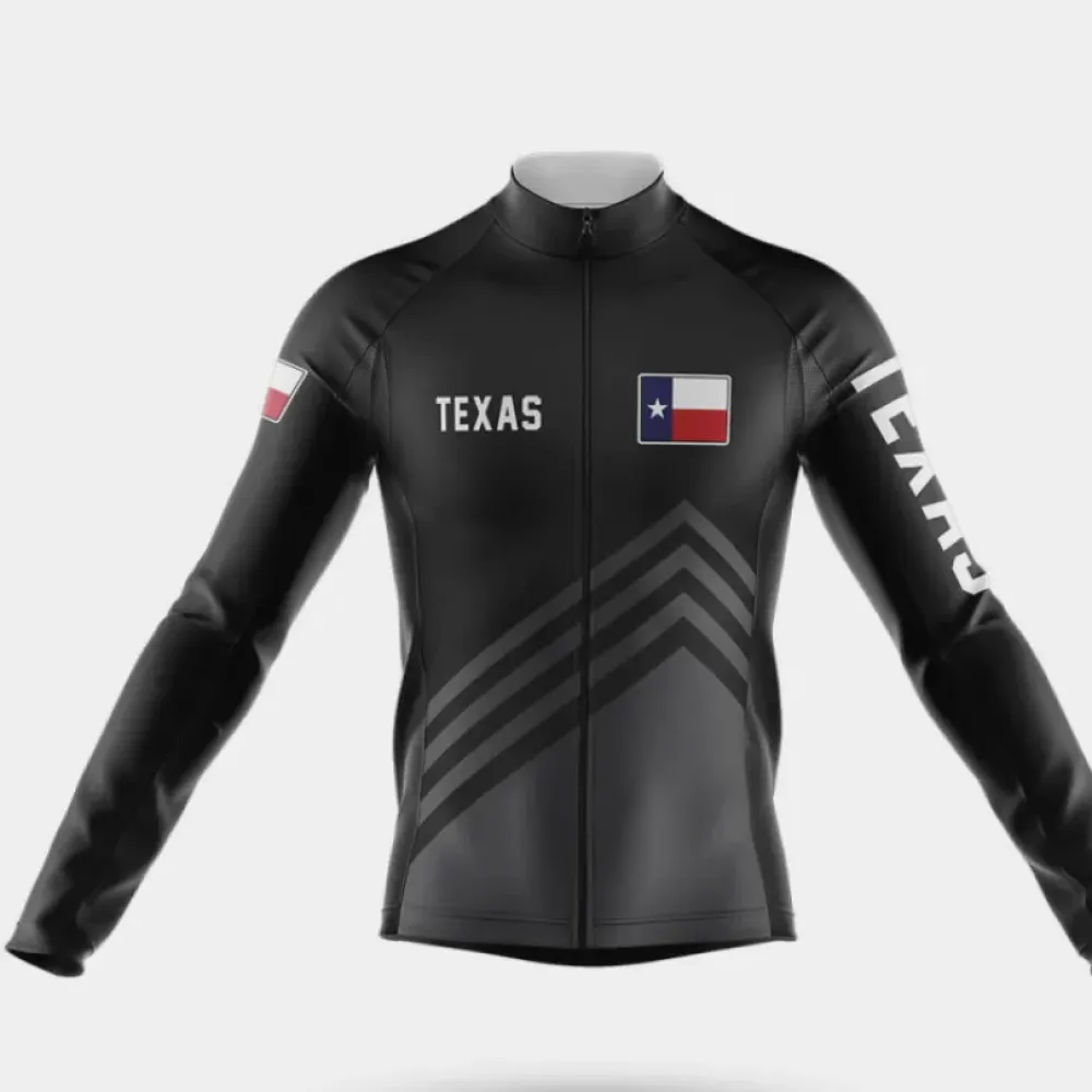 Texas S4 Black Cycling Jersey Long Sleeve Red/White/Black