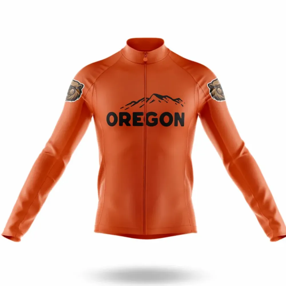 Oregon State Long Sleeve Cycling Jersey Orange/Brown/Black