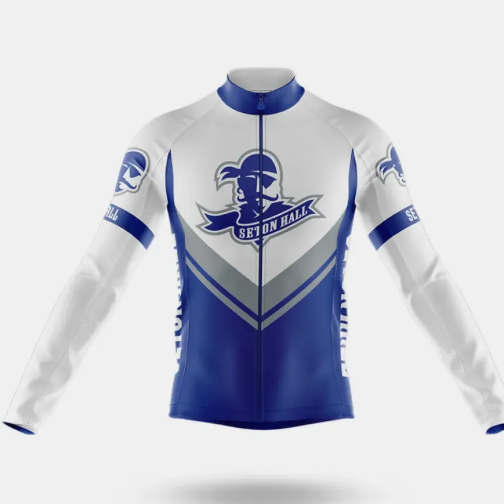 Seton Hall University Long Sleeve Cycling Jersey Blue/White/Grey
