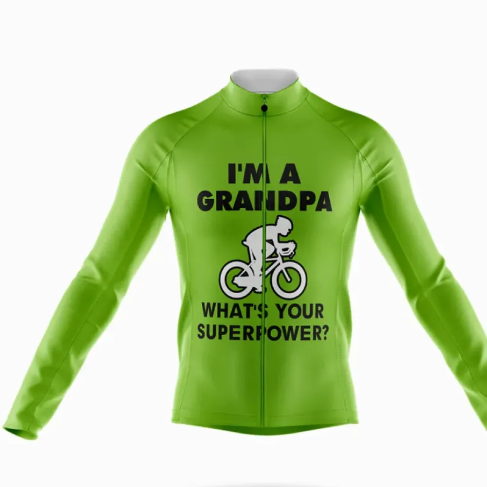 Grandpa Superpower Green/Long Sleeve/Cycling Jersey