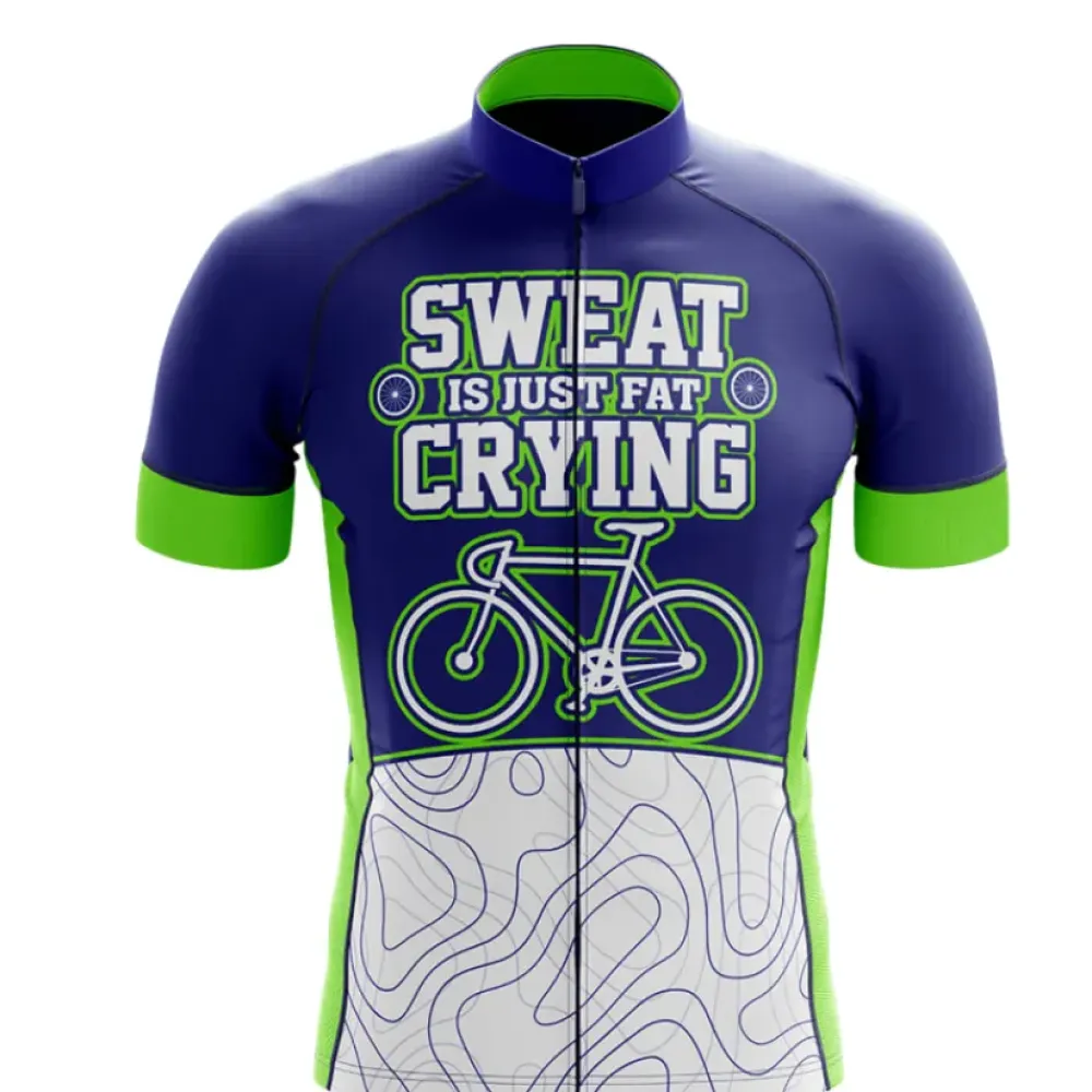 Fat Crying Cycling Jersey Blue/Green/White
