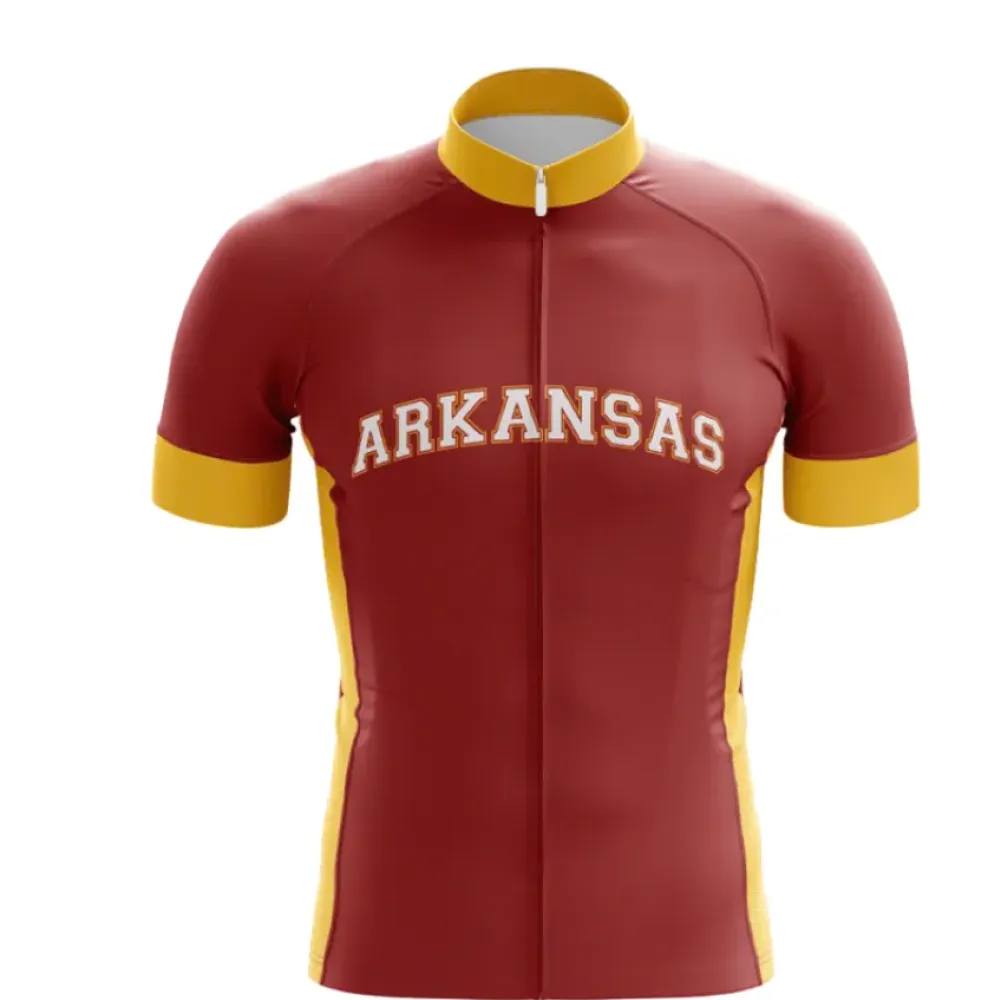 Arkansas Cycling Jersey Breathable Maroon/Gold/Red