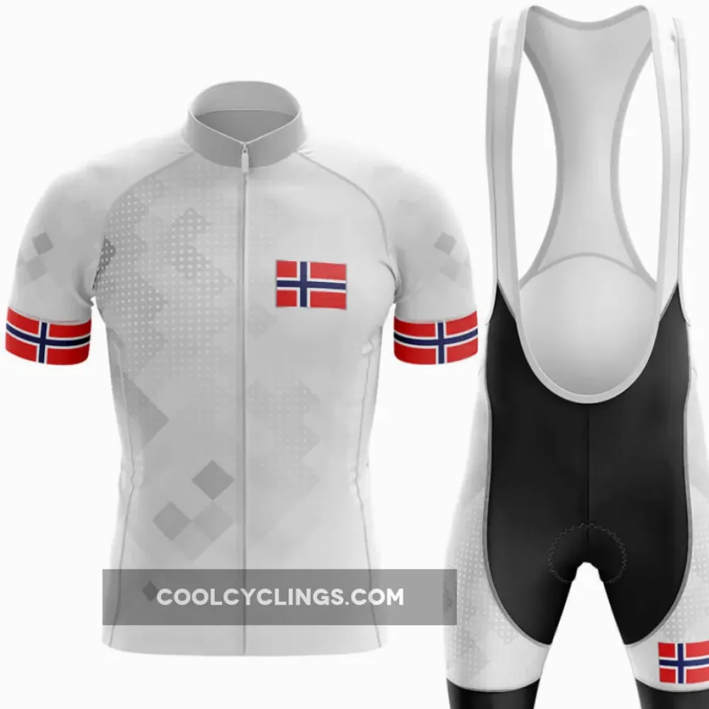 Norway Cycling Kit Geometric Pattern White/Red/Black