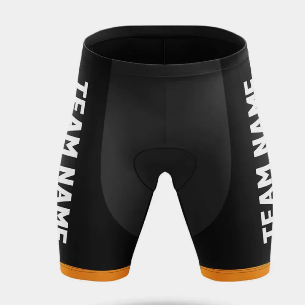 Custom Team Name M5 Yellow/Black/Orange Cycling Shorts