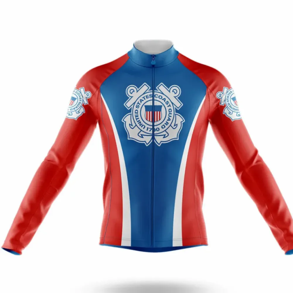 US Coast Guard Riders Long Sleeve Cycling Jersey Blue/Red/White
