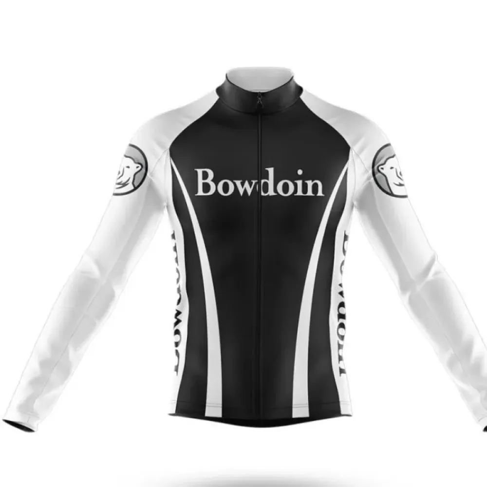 Bowdoin College Long Sleeve Cycling Jersey Black/White/Silver