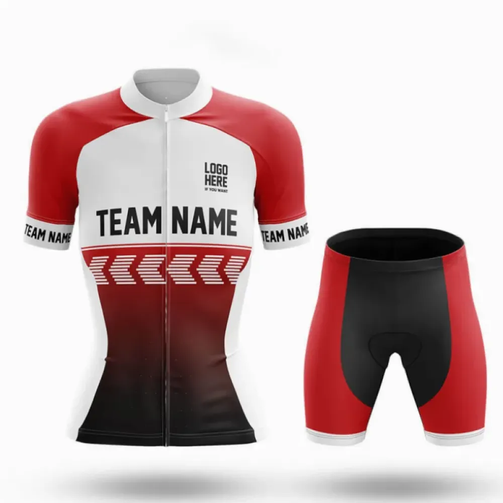 Women's Cycling Kit Custom Team Name Red/Black/White