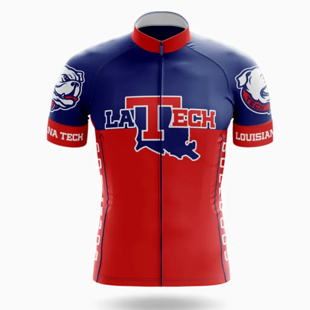 Louisiana Tech University Cycling Jersey Feature Navy/Red/Blue
