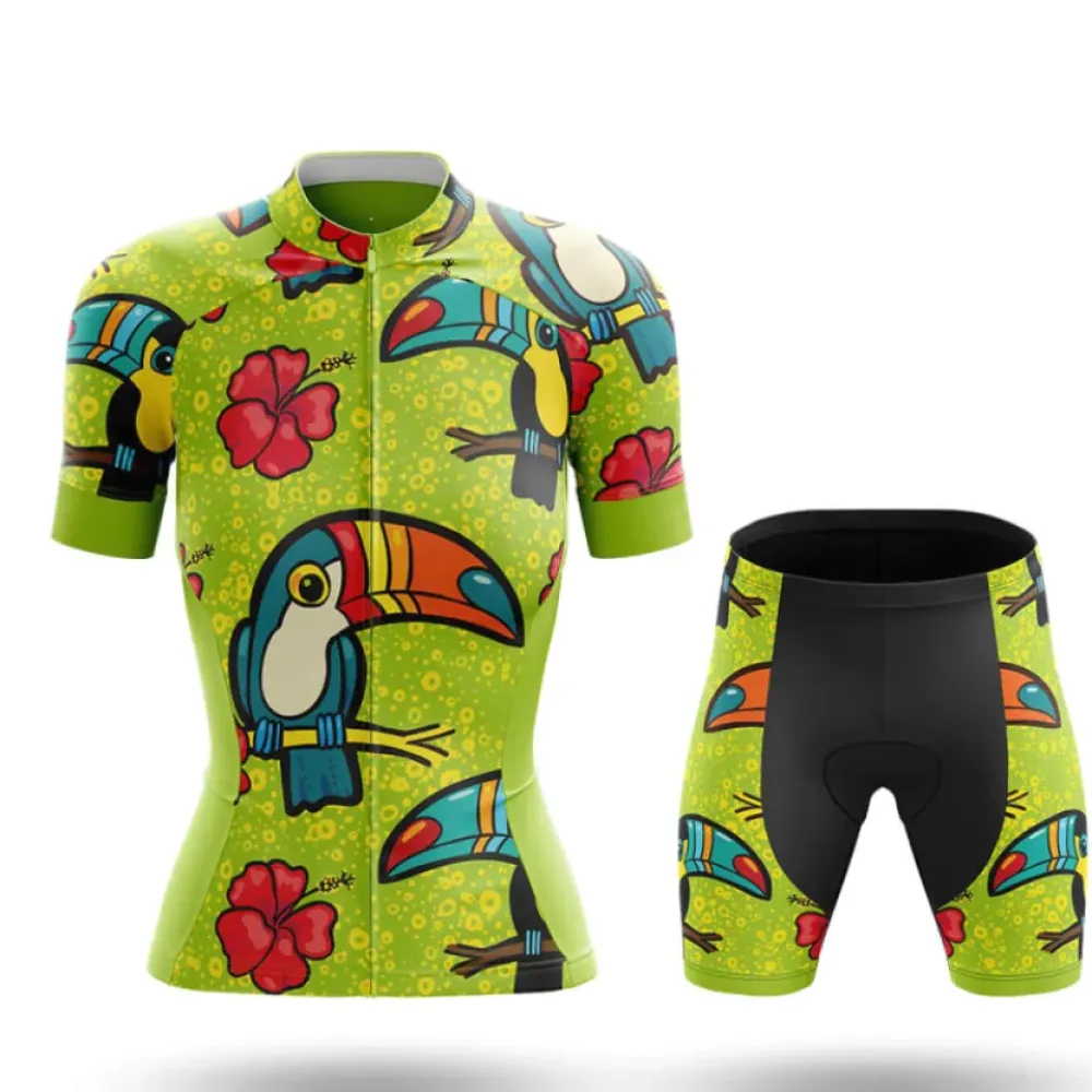 Women's Cycling Kit Tucan Hibiscus Lime/Red/Green