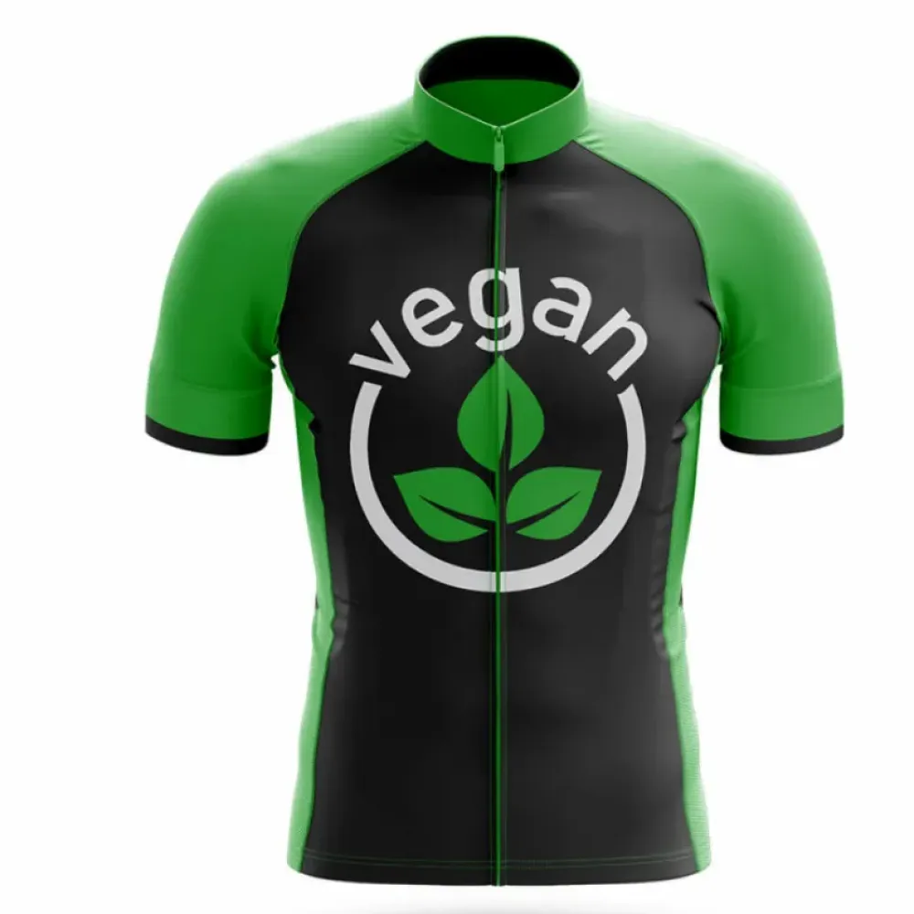 Vegan Sign Cycling Jersey Black/Green/White