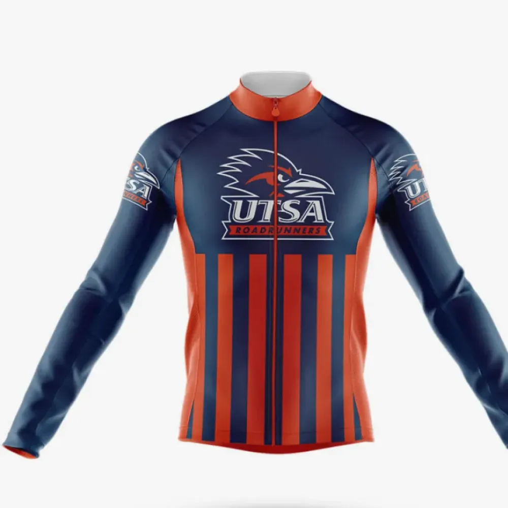 UTSA Roadrunners Long Sleeve Cycling Jersey Navy/Orange/Red