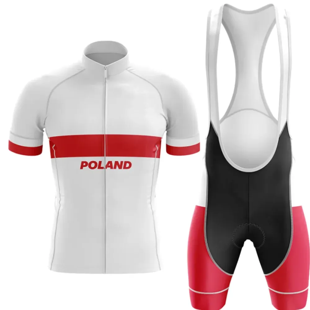 Poland V4 Cycling Kit Jersey   Bibs White/Red/Black