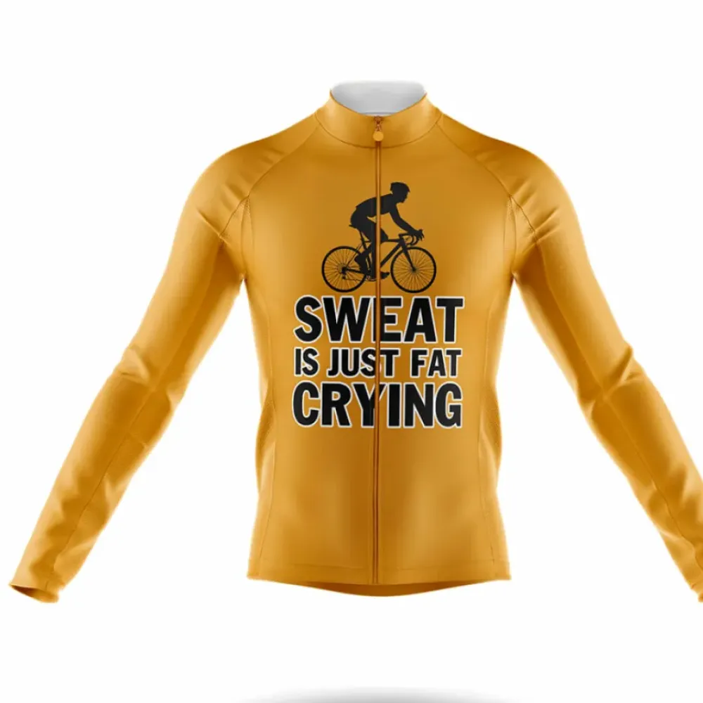 Fat Crying Long Sleeve Cycling Jersey Gold/White/Black