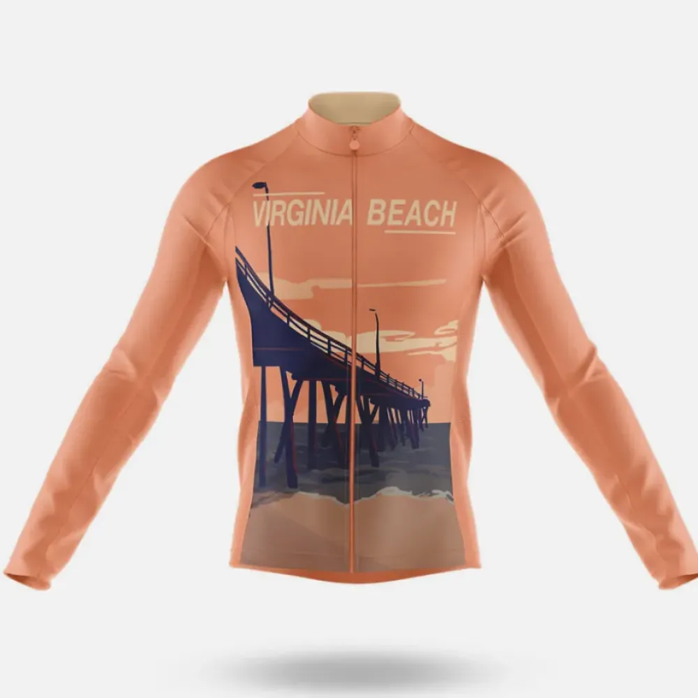 Virginia Beach VA Cycling Jersey Long Sleeve Peach/Orange/Navy