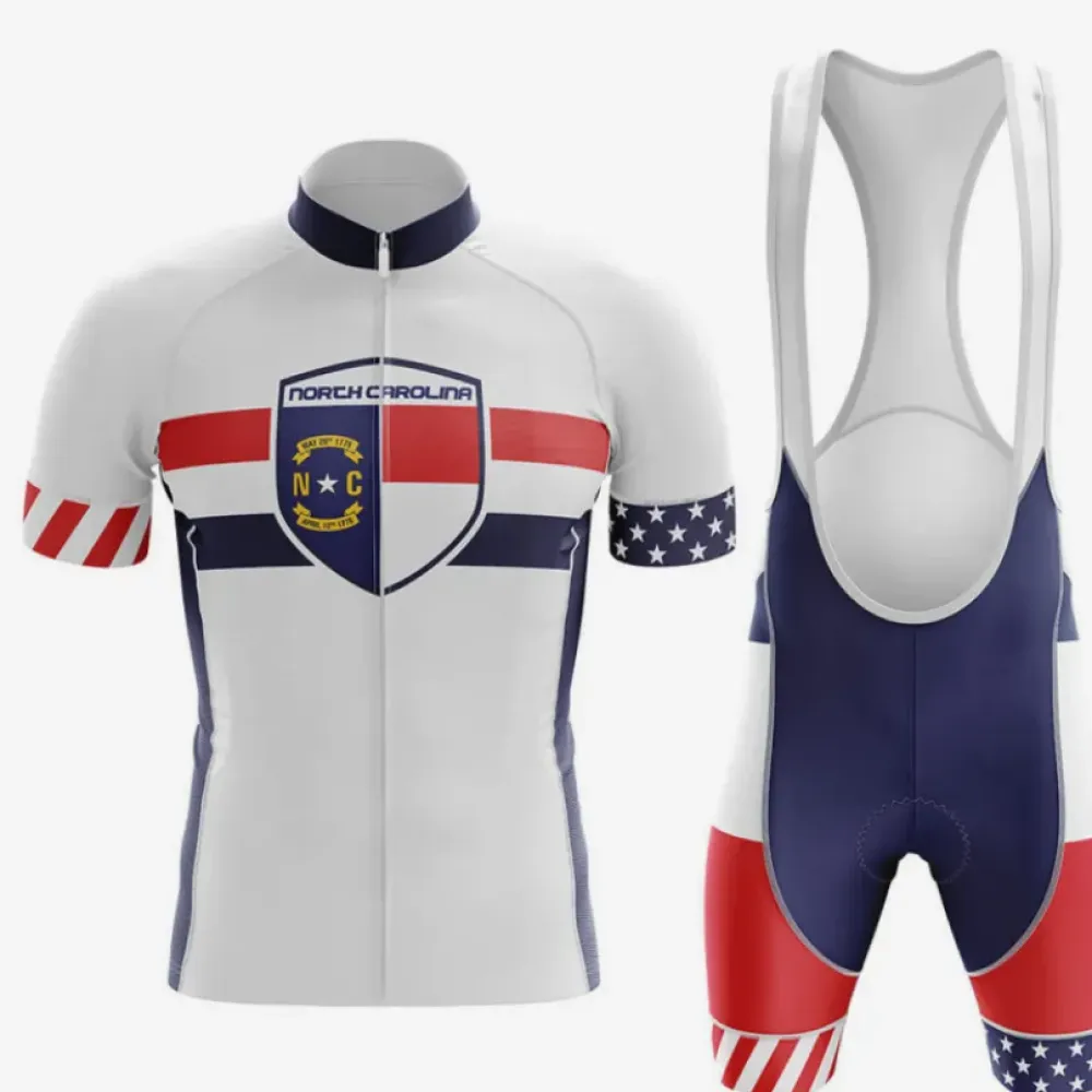 North Carolina V5 Cycling Kit Full Set White/Red/Navy