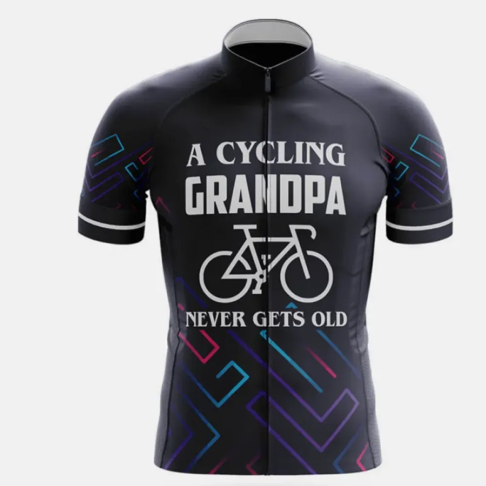 Cycling Grandpa V8 Jersey Black/Purple/Blue