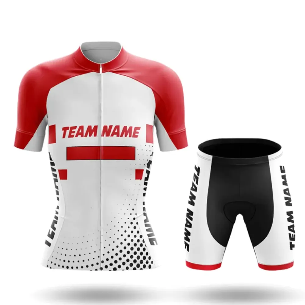 Custom Team Name M18 Women's Cycling Kit White/Red/Black