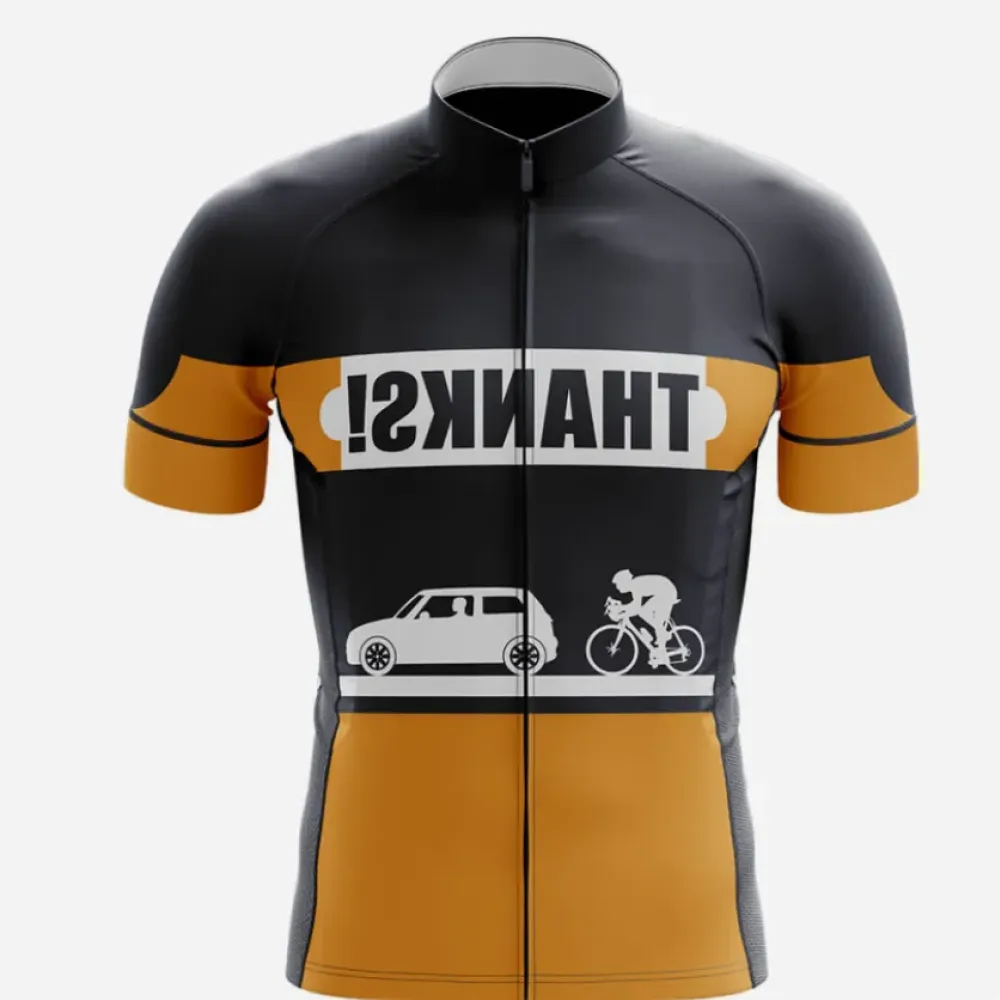 Safety Men's Cycling Jersey Don't Run Me Over Black/Yellow/Gray