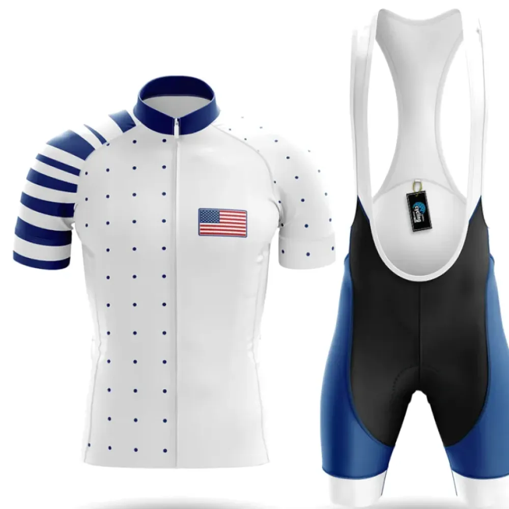 USA S20 Cycling Kit Full Set White/Blue/Black