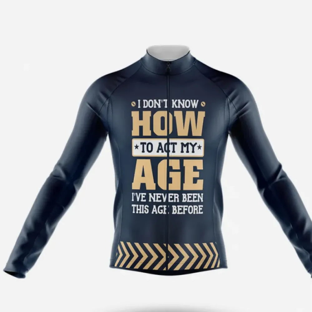Act My Age Long Sleeve Cycling Jersey Navy/Gold/White