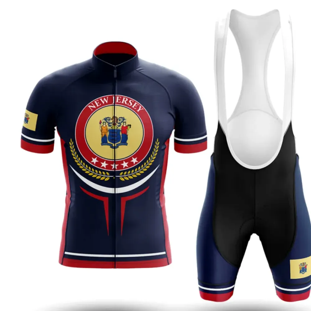 New Jersey V19 Cycling Kit Full Set Navy/Red/Gold