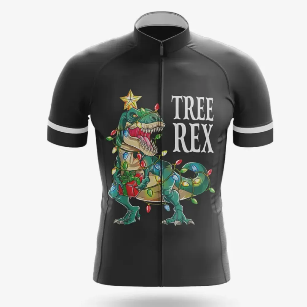 Tree Rex Cycling Jersey Holiday Lights Black/Red/Green