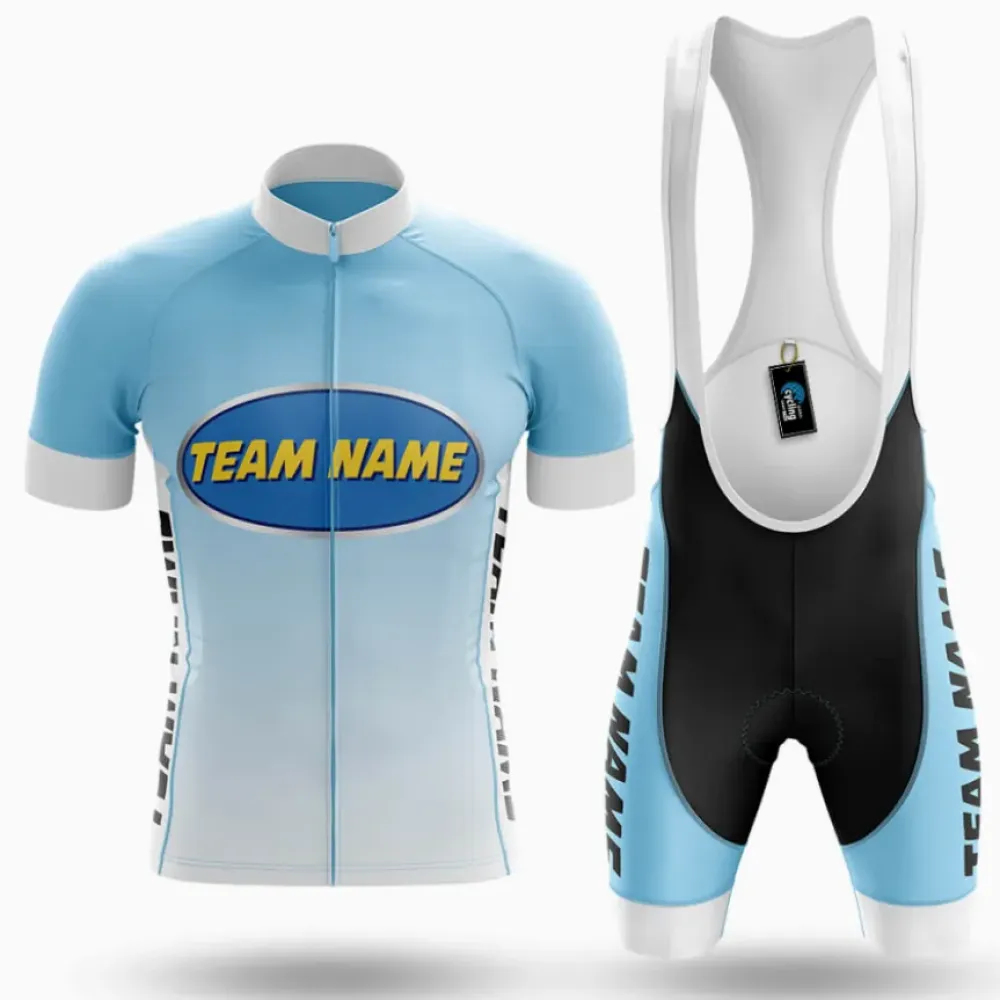 Cycling Kit M28 Custom Team Name Light Blue/White/Black