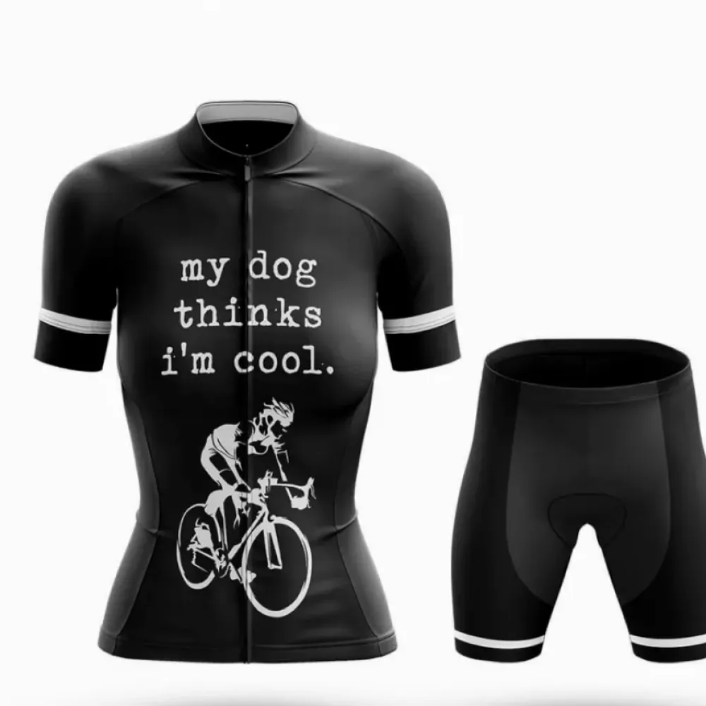 My Dog Thinks I'm Cool Women's Cycling Kit Black/White/Grey