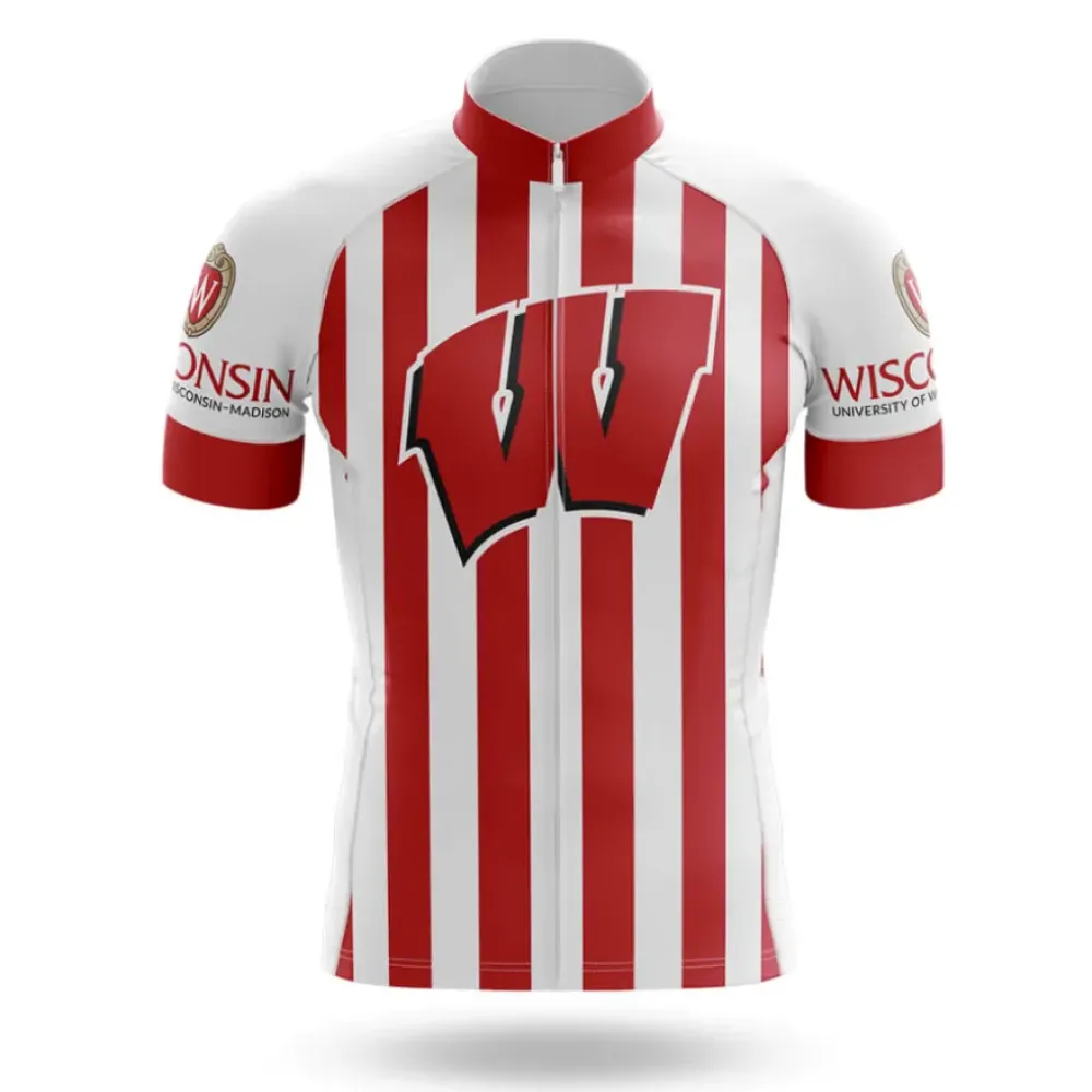 Wisconsin Badgers Cycling Jersey Red/White/Striped
