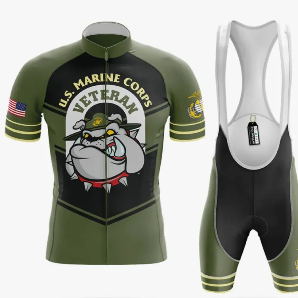 U.S. Marine Corps Veteran Cycling Kit Full Set Ver.3 Military Green/Black/Olive