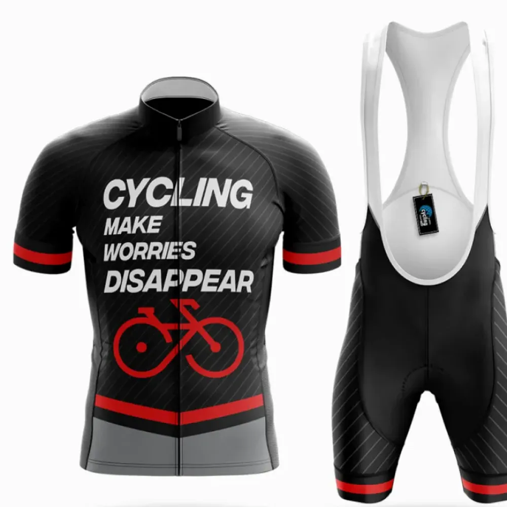 Cycling Kit Worries Disappear Black/Red/Grey