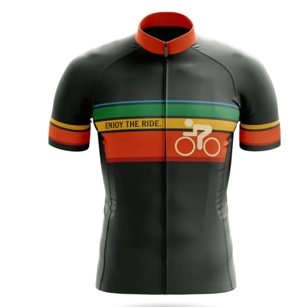 Enjoy The Ride Cycling Jersey Retro Black/Green/Yellow