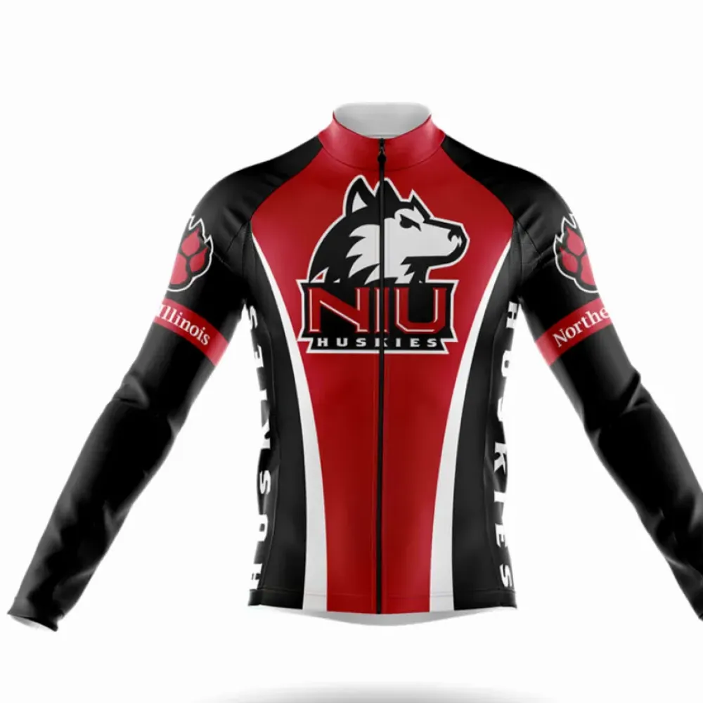Northern Illinois University Long Sleeve Cycling Jersey Red/Black/White