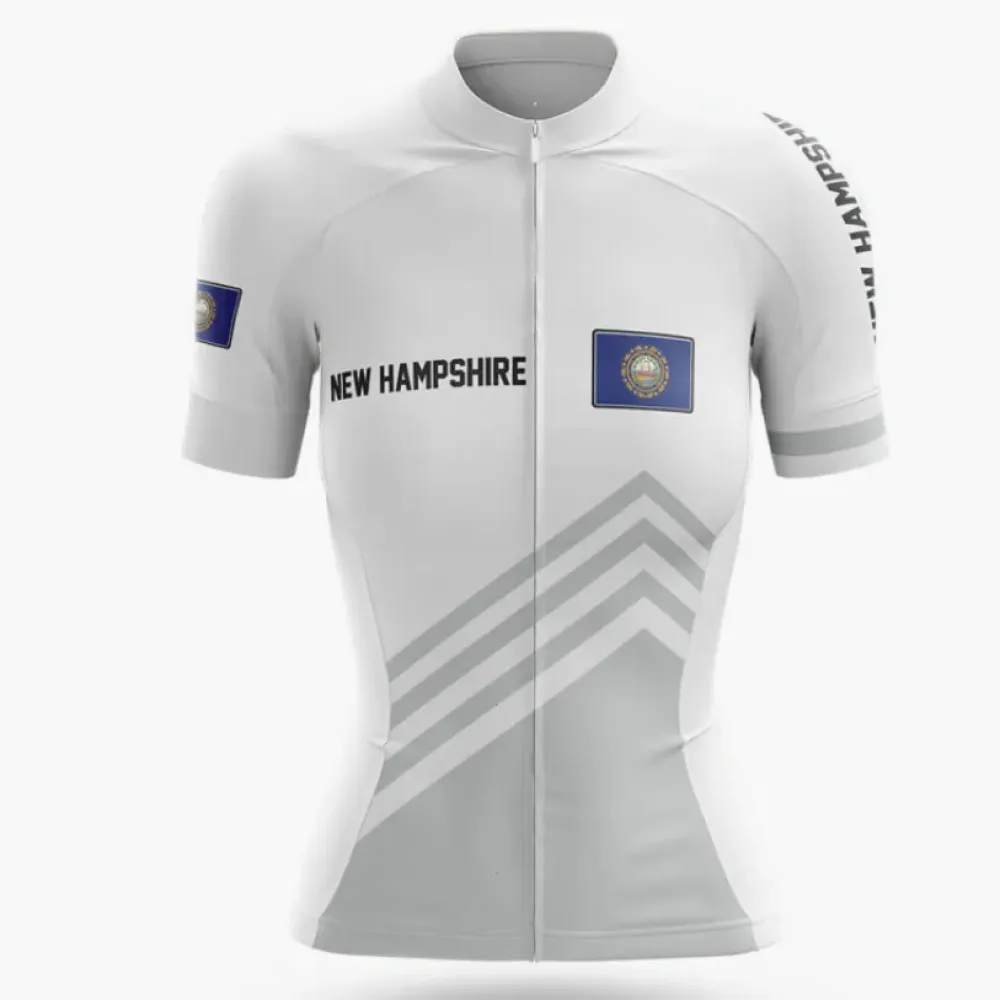 New Hampshire S4 White Cycling Jersey Women Gray/White/Blue