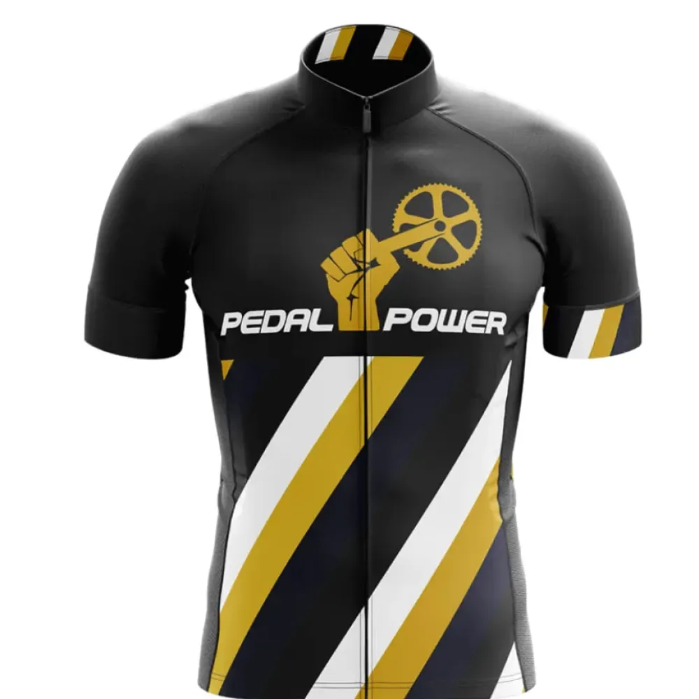 Pedal Power Cycling Jersey Ver.2 Powerful Stripes Black/Gold/White