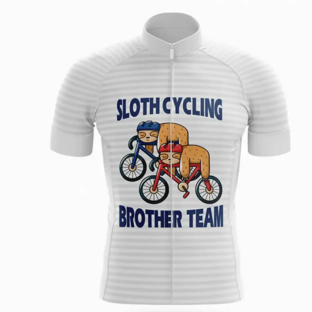 Sloth Cycling Brother Team Jersey Cycling White/Gray/Blue